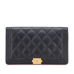 CHANEL Black Caviar Leather Wallet